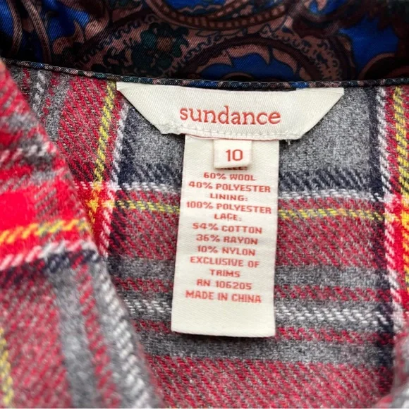 Sundance Lace Back Flannel Size 10 Red Blue Outdoors Casual Women. - Picture 3 of 10
